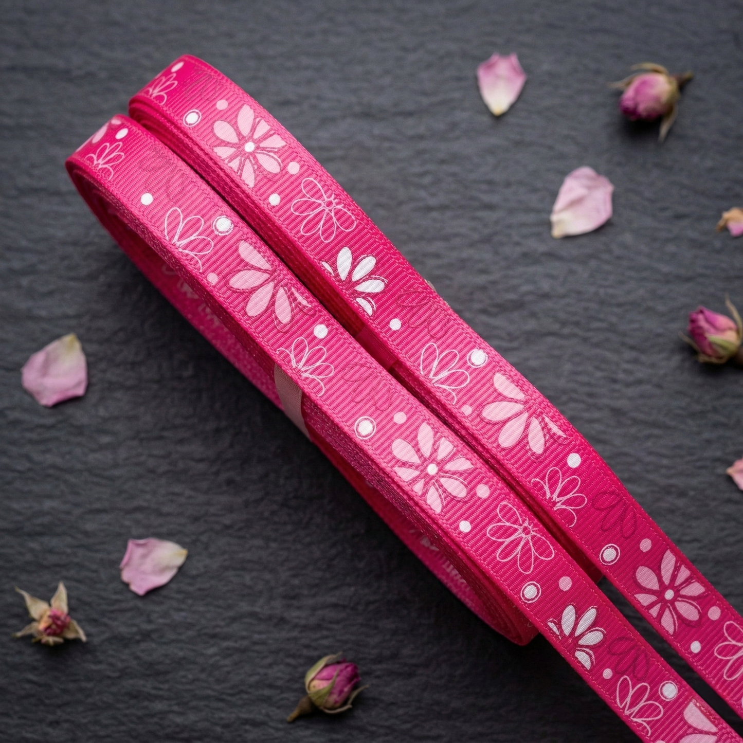Ripsband "Flower" Blumenranke – 9mm (Versch. Farben)