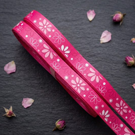 Grosgrain ribbon "Flower" floral vine – 9mm (Various colors)