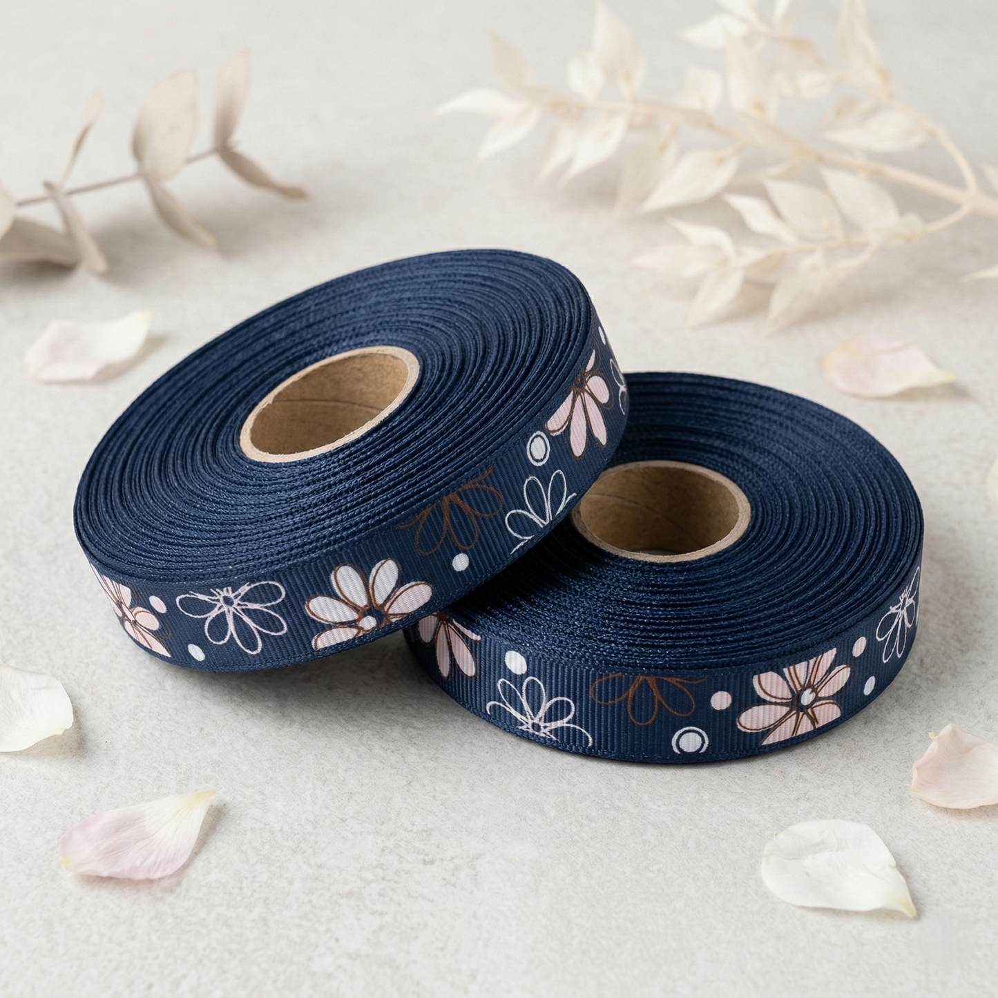 Ripsband "Flower" Blumenranke – 9mm (Versch. Farben)