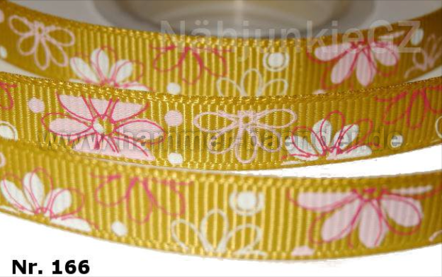 Ripsband "Flower" Blumenranke – 9mm (Versch. Farben)
