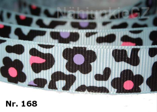 Ripsband "LeoFlower" Leopard & Blumen – 16mm (Versch. Farben)
