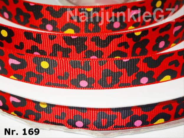 Ripsband "LeoFlower" Leopard & Blumen – 16mm (Versch. Farben)