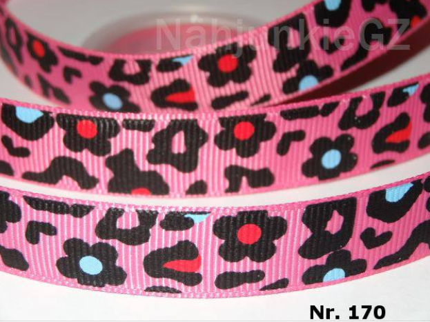 Ripsband "LeoFlower" Leopard & Blumen – 16mm (Versch. Farben)