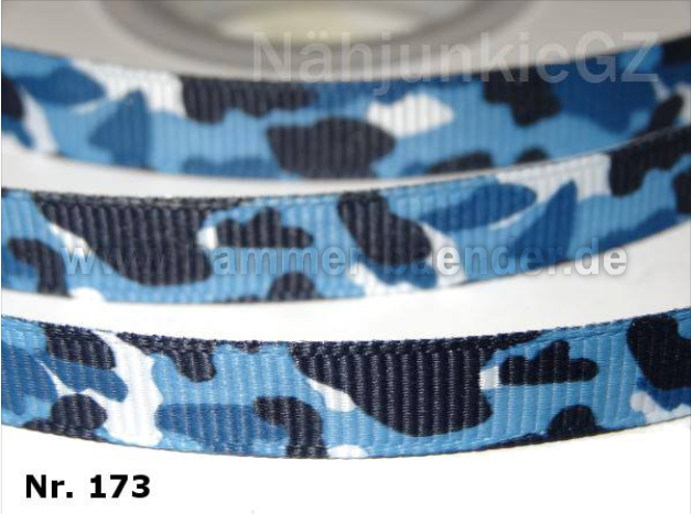 Ripsband Camouflage Tarnmuster - 9mm in Grau