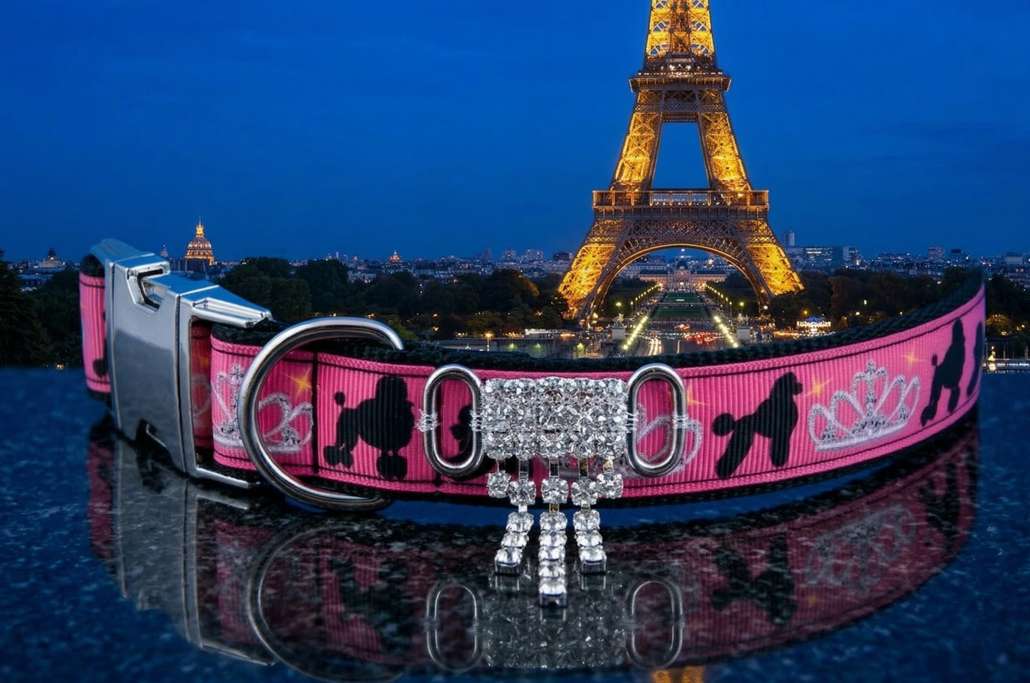 Exklusives  Pudel - Prinzessin - Band mit Diadem – 22mm