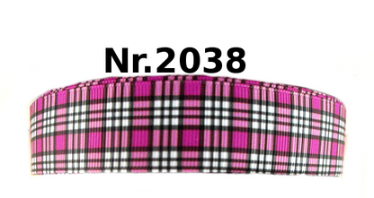 „Pink Check“ – Kariertes Design – Ripsband 25 mm