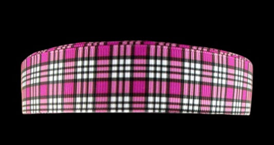 „Pink Check“ – Kariertes Design – Ripsband 25 mm