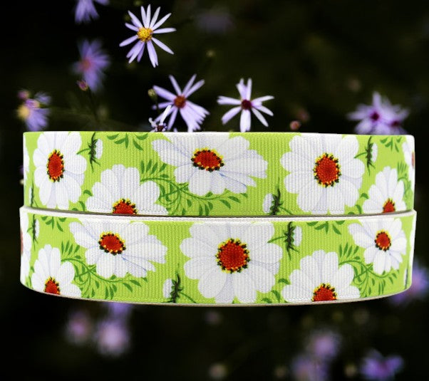 „Sommerwiese“ – Margeriten-Design – Ripsband 22 mm