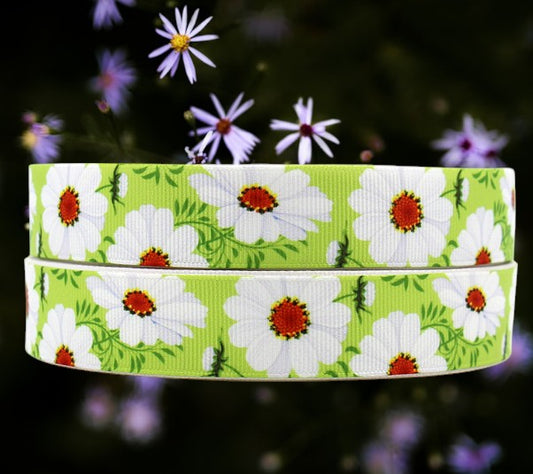 „Sommerwiese“ – Margeriten-Design – Ripsband 22 mm