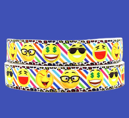 „Emoji World“ – Bunter Smiley-Mix – Ripsband 22 mm