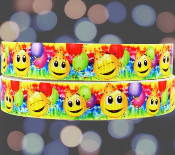 „Party Smiley“ – Geburtstags-Design – Ripsband 22 mm