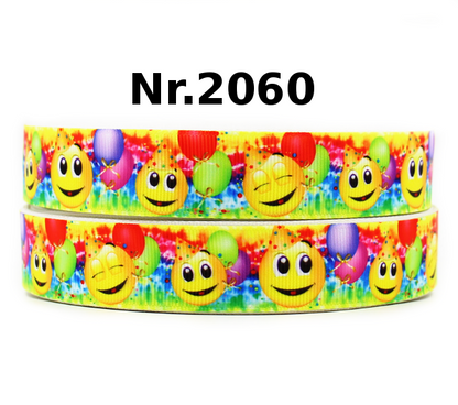 „Party Smiley“ – Geburtstags-Design – Ripsband 22 mm