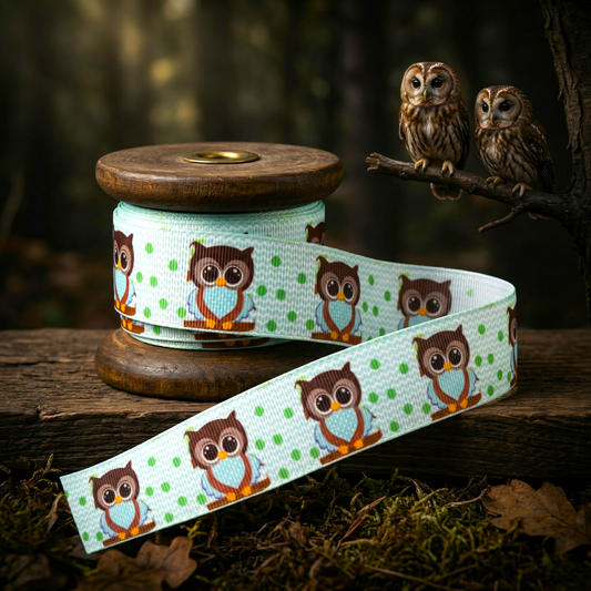 „Sanfter Eulen-Traum – Bezauberndes Band in Mint & Waldgrün für kleine Entdecker“