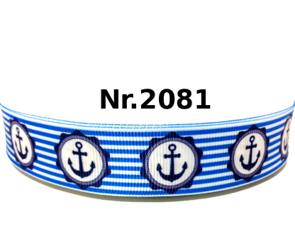 „Maritimer Anker“ – Streifen-Design – Ripsband 22 mm