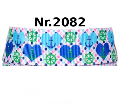 „Maritime Herzen“ – Anker & Steuerrad – Ripsband 22 mm