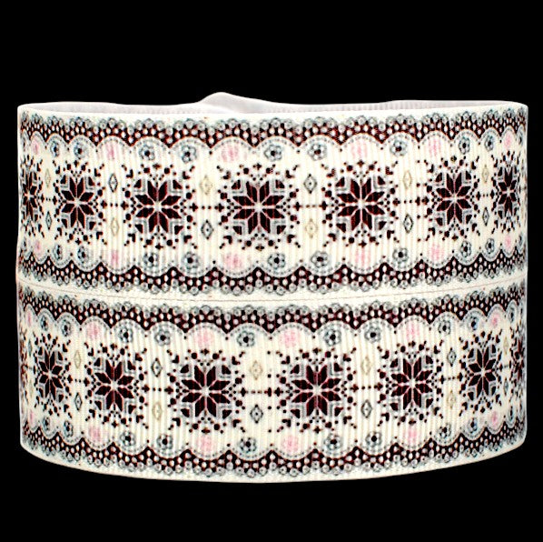 „Winter-Spitze“ – Ornament-Design – Ripsband 22 mm