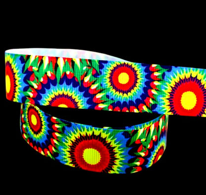 „Retro Sun“ – Abstraktes Mandala – Ripsband 22 mm