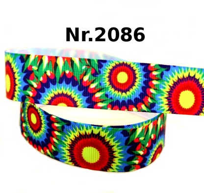 „Retro Sun“ – Abstraktes Mandala – Ripsband 22 mm