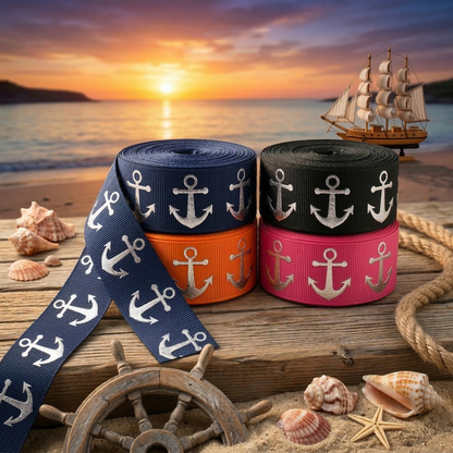 Anchor strap with silver foil in 22mm, various colors