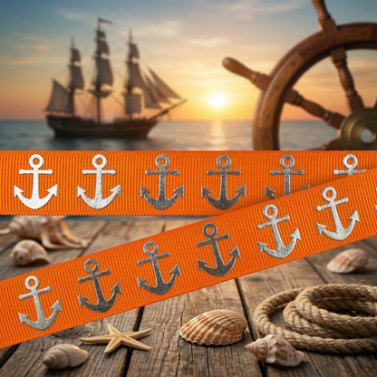 Anchor strap with silver foil in 22mm, various colors