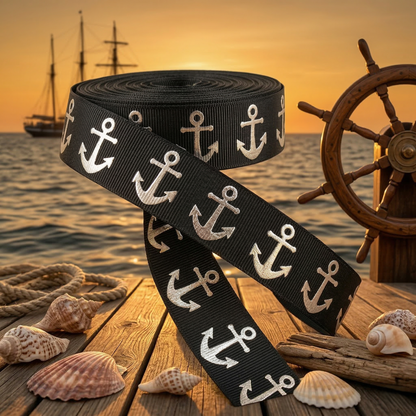 Anchor strap with silver foil in 22mm, various colors