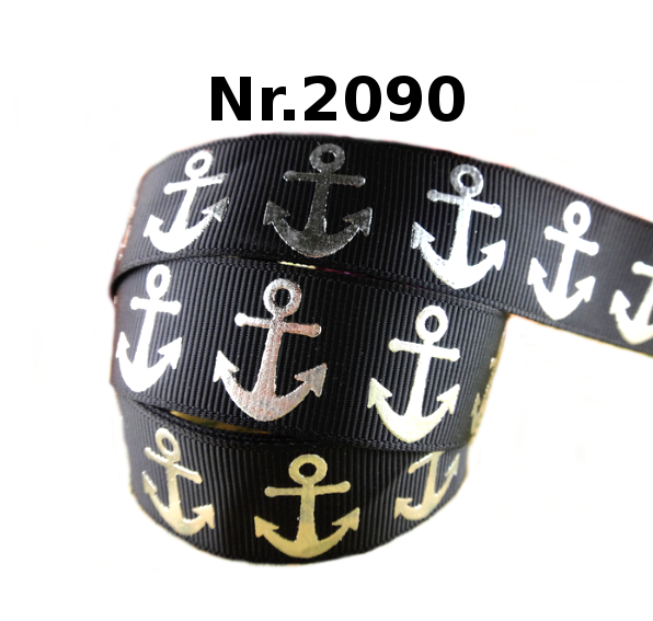 Anker-Band mit Silberfolierung in 22mm, verschiedene Farben