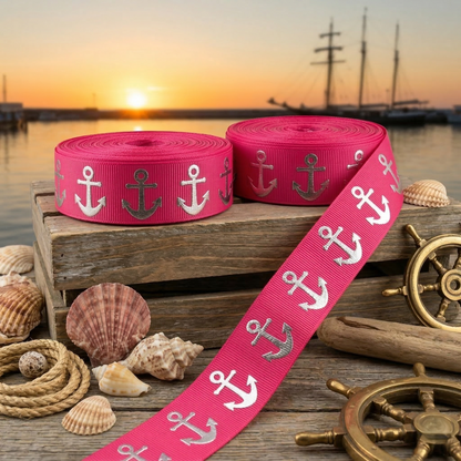 Anchor strap with silver foil in 22mm, various colors