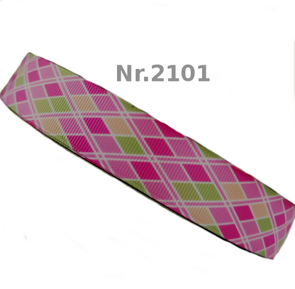 „Pink Argyle“ – Kariertes Rauten-Design – Ripsband 22 mm