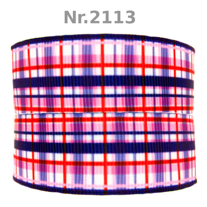 „Pink Tartan“ – Kariertes Design – Ripsband 22 mm