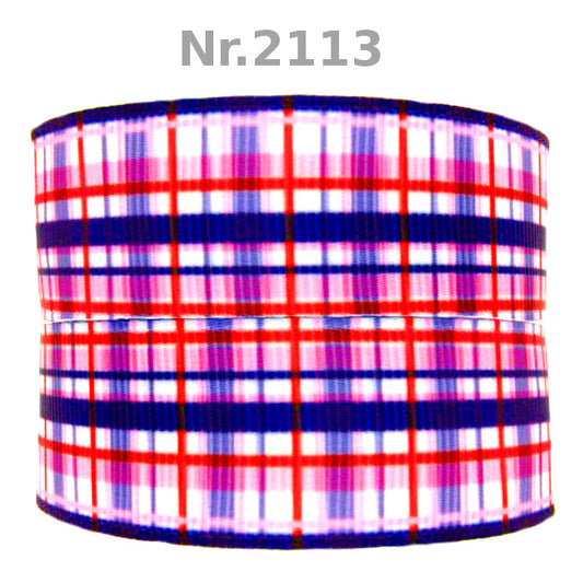 „Pink Tartan“ – Kariertes Design – Ripsband 22 mm