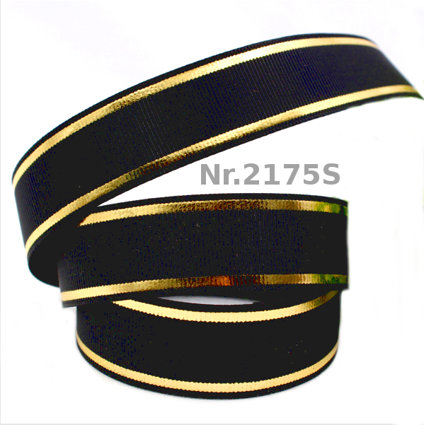 „Golden Edge“ – Pastell & Black – Ripsband 22 mm