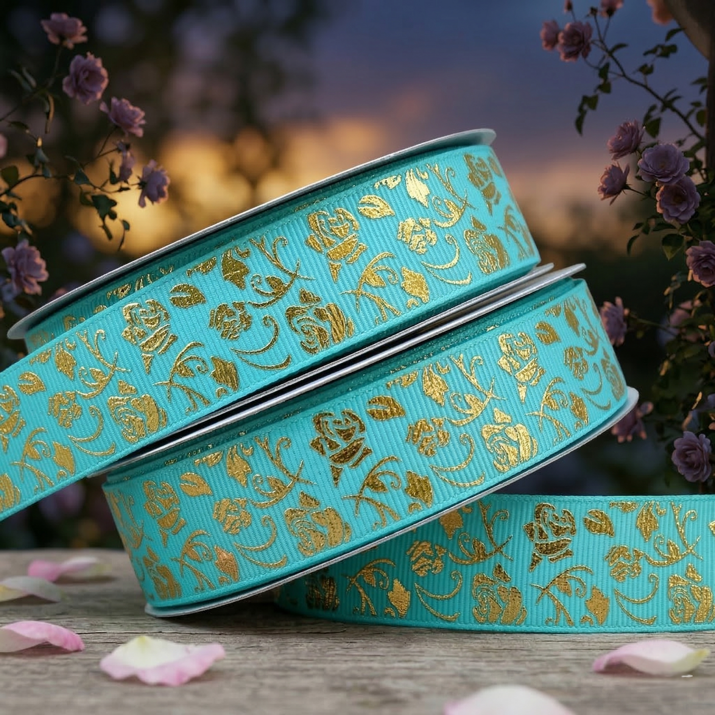 Golden floral pattern, foiled in various colors