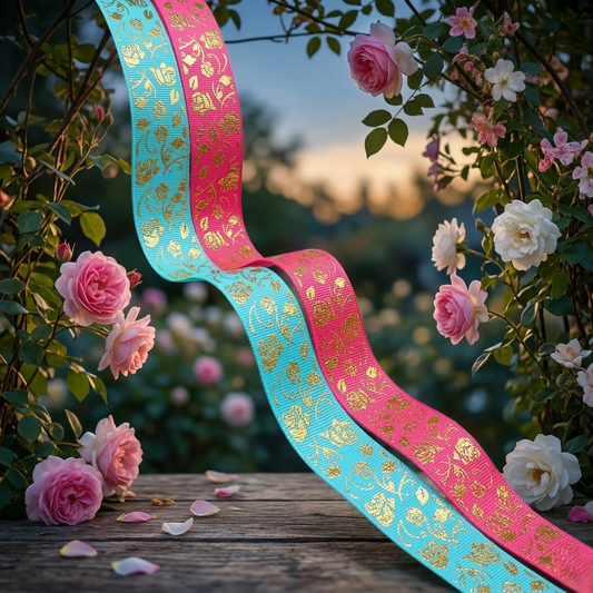 Golden floral pattern, foiled in various colors