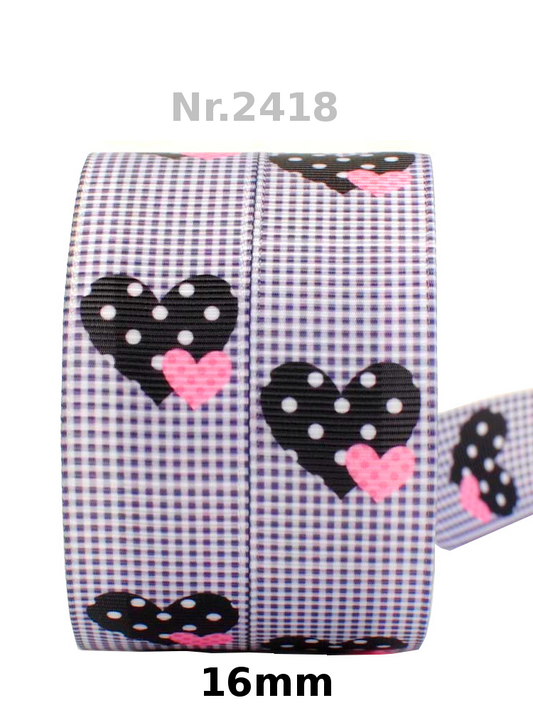 Herzen gepunktet und kariert - 16mm