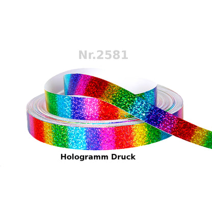 „Hologramm Band – Regenbogen Glitzer Effekt“ 22 mm