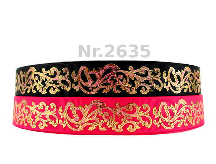 Gold folierte Ranken in Pink und Schwarz - 25mm