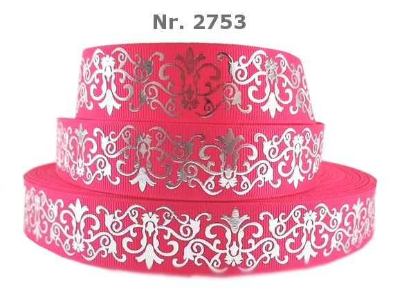 Blumen Ornament Silber Folie in verschiedenen Farben - 25mm