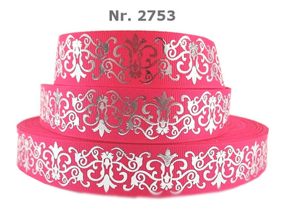 Blumen Ornament Silber Folie in verschiedenen Farben - 25mm