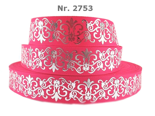 Blumen Ornament Silber Folie in verschiedenen Farben - 25mm