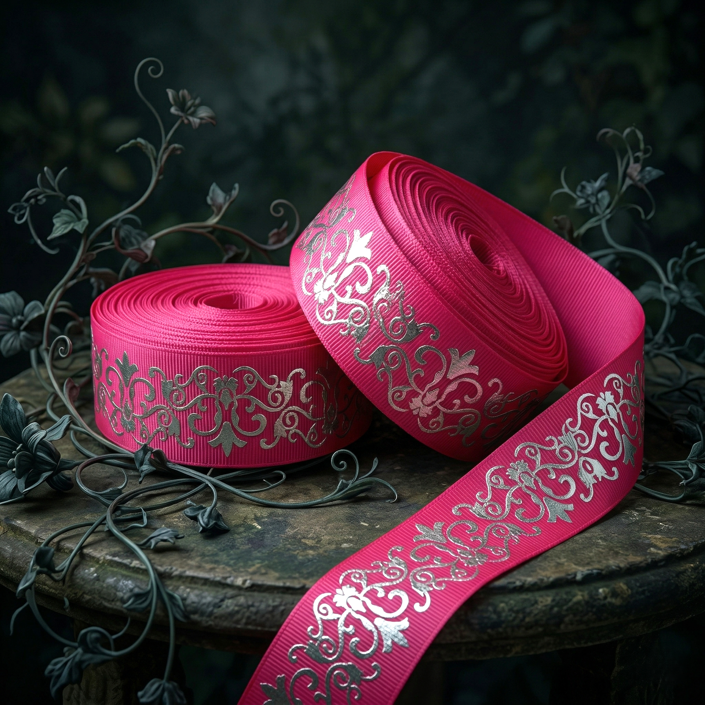 Blumen Ornament Silberfolie 25 mm – Verschiedene Farben
