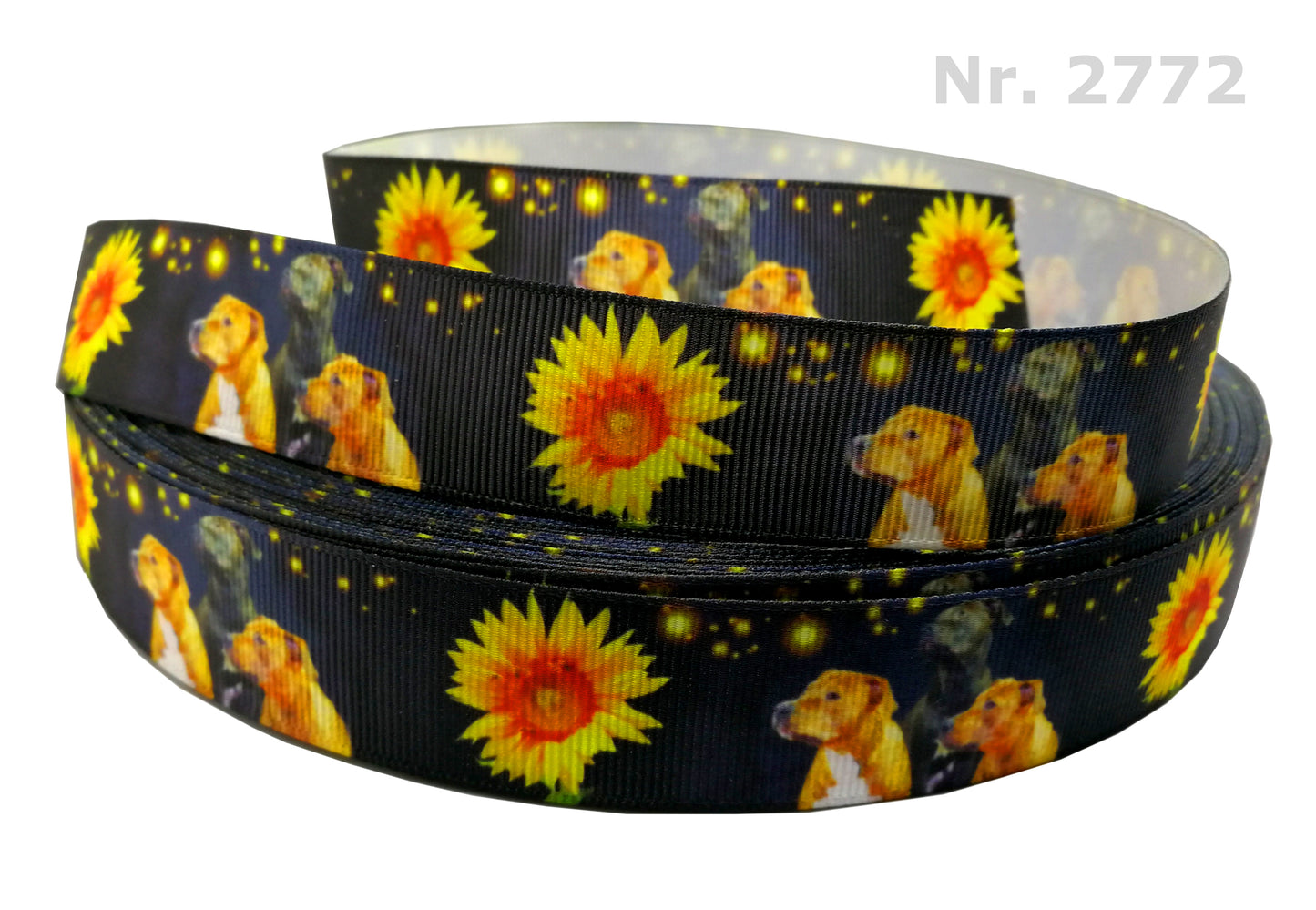 Exklusives  Hunde & Mystische Blume - Band mit Funkelndem Rand – 25mm