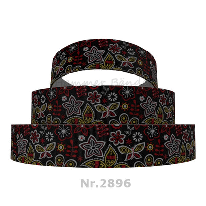„Folkloric Butterfly – Kunstvolles Ripsband für farbenfrohe Akzente“ 22 mm