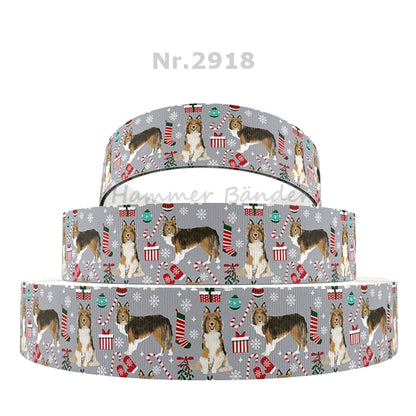 „Collie Winter Magic – Elegantes Ripsband für kuschelige Winterabenteuer“ 22 mm