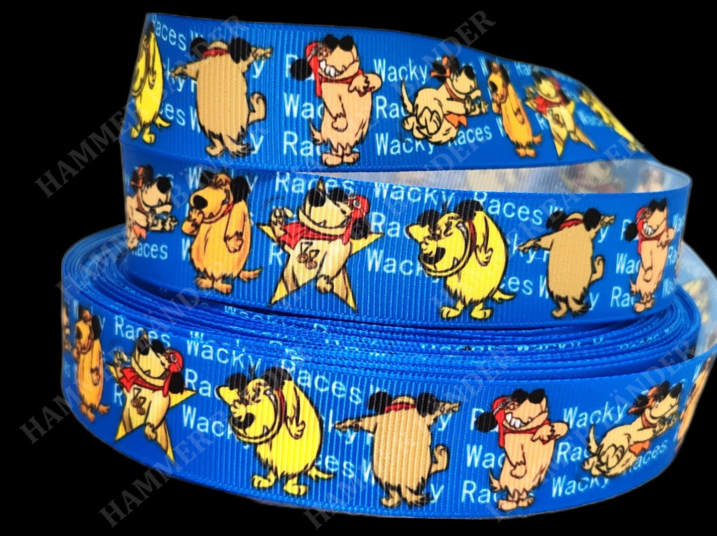 Wacky Races Hund -Band mit blauem Hintergrund – 25mm