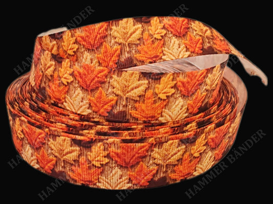 Herbstblätter auf Strick -Band – 22mm