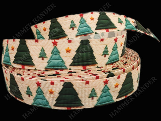 Polster-Look Weihnachtsbäume -Band – 22mm