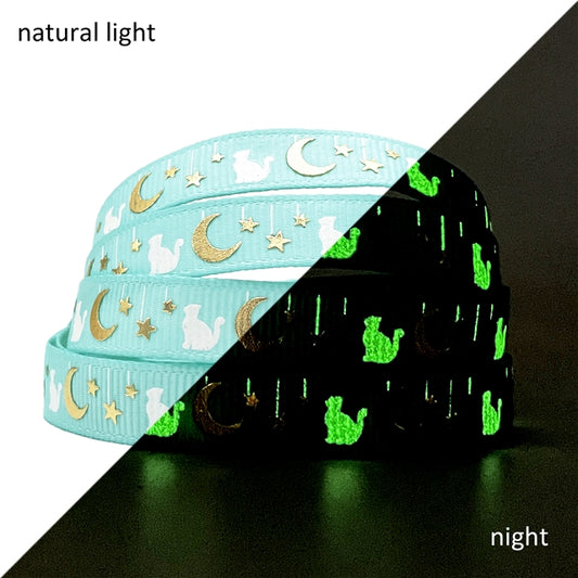 Fluoreszierende Katzen & goldene Monde -Band – 10mm