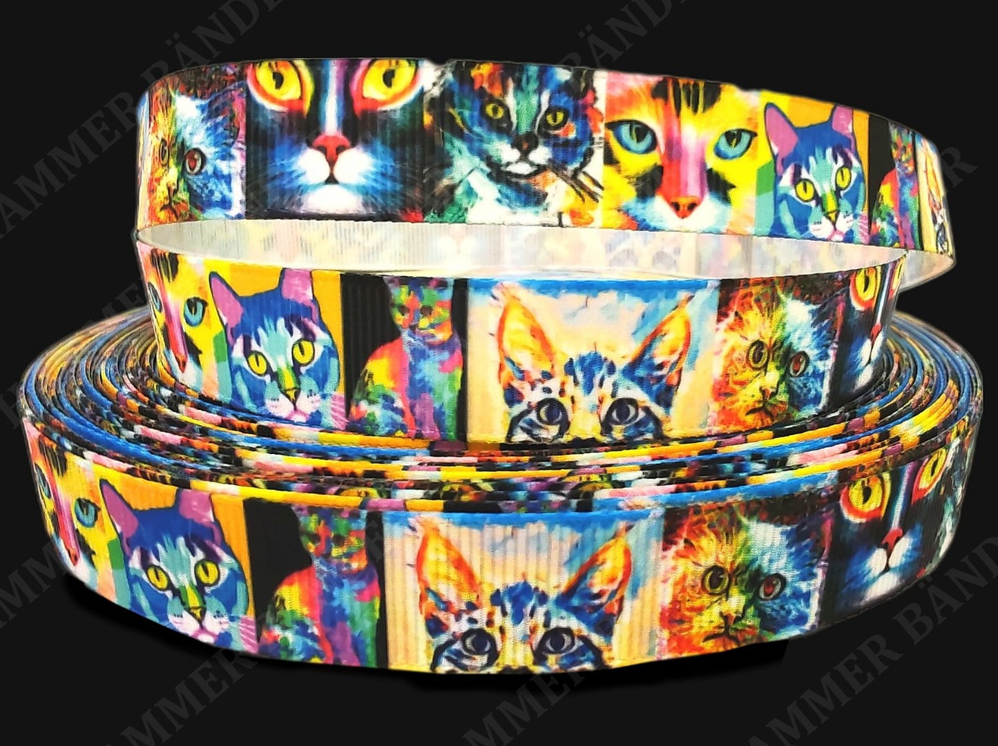 Abstrakte Katzen – Exklusives bedrucktes Band in 16mm