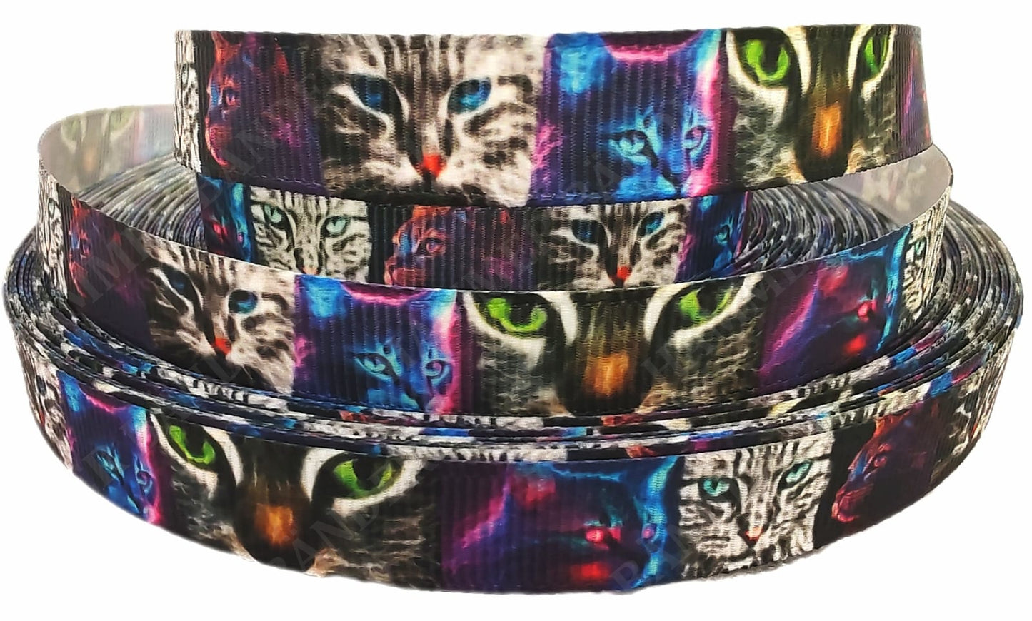 Farbenfrohe Katzenkunst – Exklusives bedrucktes Band 13mm