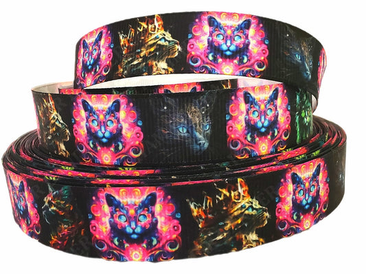 Surreale Katzenwelten – Exklusives bedrucktes Band 19mm